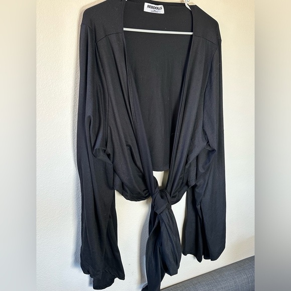 Big Risk Wrap Around Kimono Crop Top - Black Rebdolls size 4x plus size - Picture 5 of 7